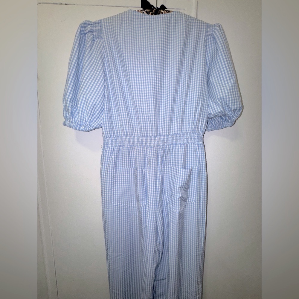 NWT Mable Blue Gingham Jumpsuit with Cinched Waist Small fits US 6/8 - Picture 4 of 6